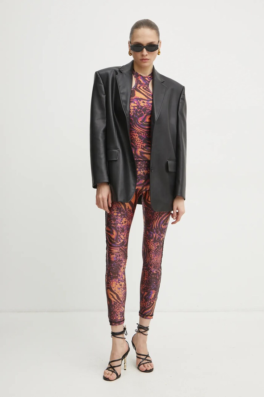 Легінси Versace Jeans Couture жіночі колір помаранчевий візерунок 78HAC114 JS438