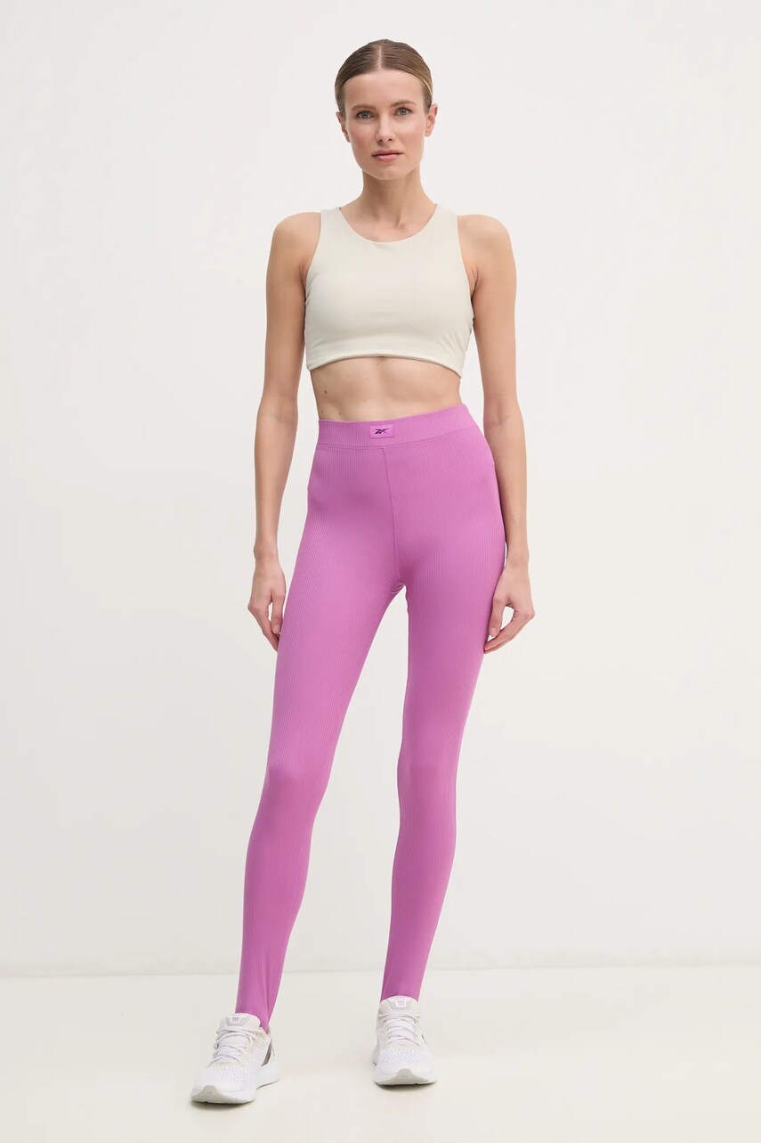 Легінси для тренувань Reebok Rib Stirrup колір фіолетовий однотонні 100214310