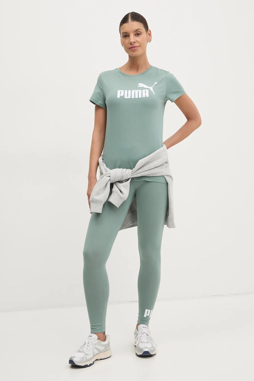 Легінси Puma жіночі колір зелений з принтом 682427