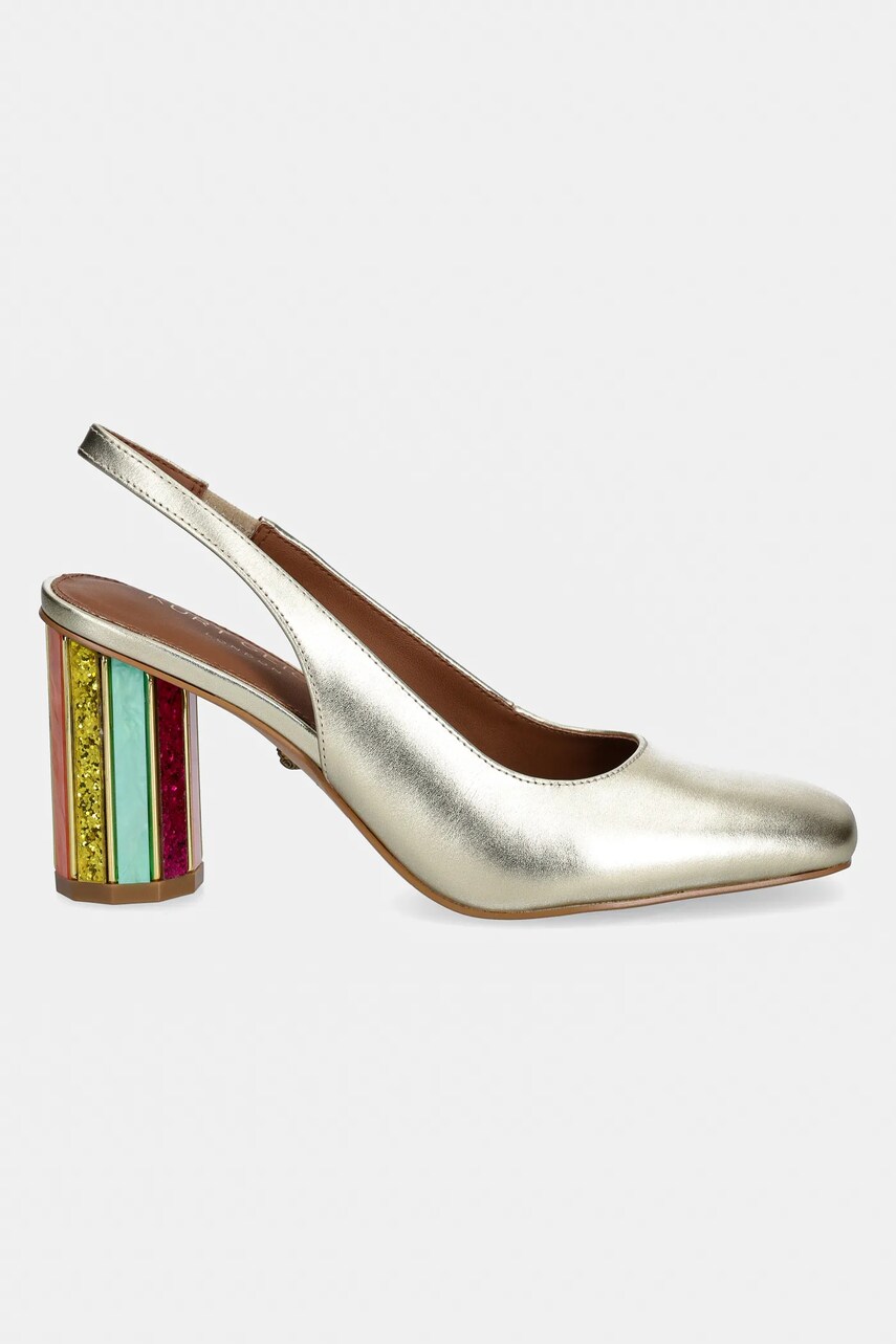 Шкіряні туфлі Kurt Geiger London Perspex Heel Sling колір золотий каблук блок відкрита п'ята 3968561109