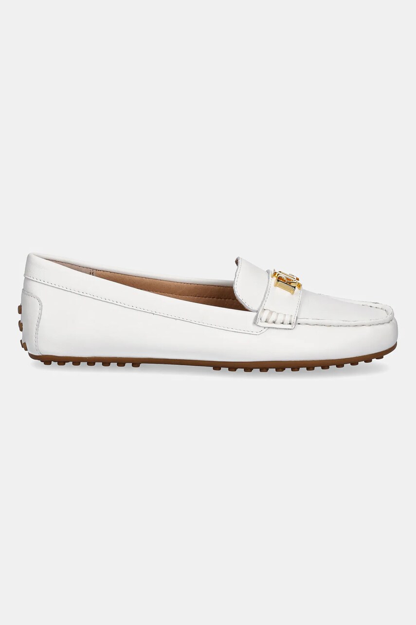 Шкіряні мокасини Lauren Ralph Lauren Barnsbury жіночі колір білий на плоскому ходу 802852847024