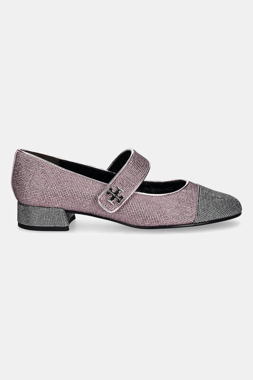 Замшеві туфлі Tory Burch Cap-Toe Mary Jane Pave Heel Ballet колір рожевий каблук блок 162495-500