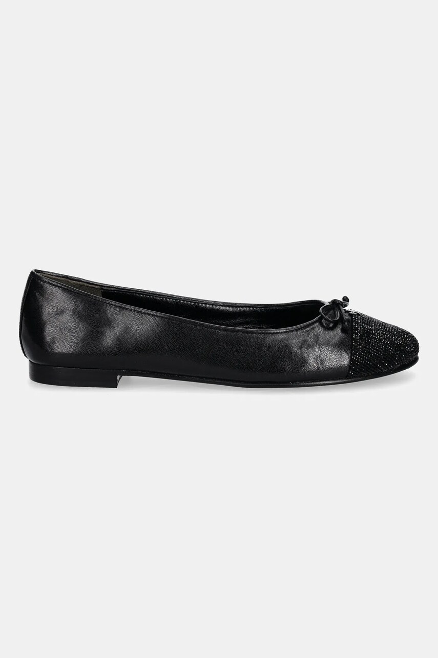 Шкіряні балетки Tory Burch Cap-Toe Pave Ballet колір чорний  166214-004