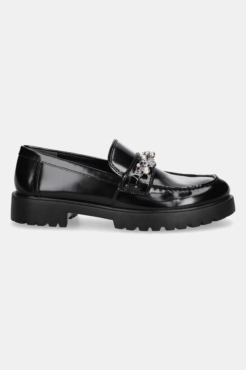 Шкіряні мокасини Tory Burch Classic Embellished Lug Loafer жіночі колір чорний на плоскому ходу 165828-006