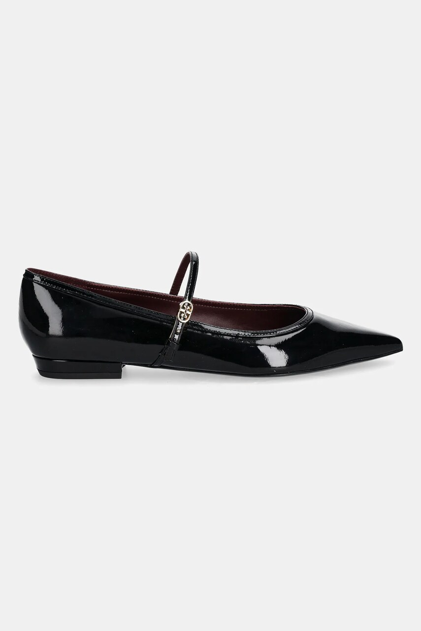 Шкіряні балетки Tory Burch Double T Buckle Mary Jane колір чорний  162764-006