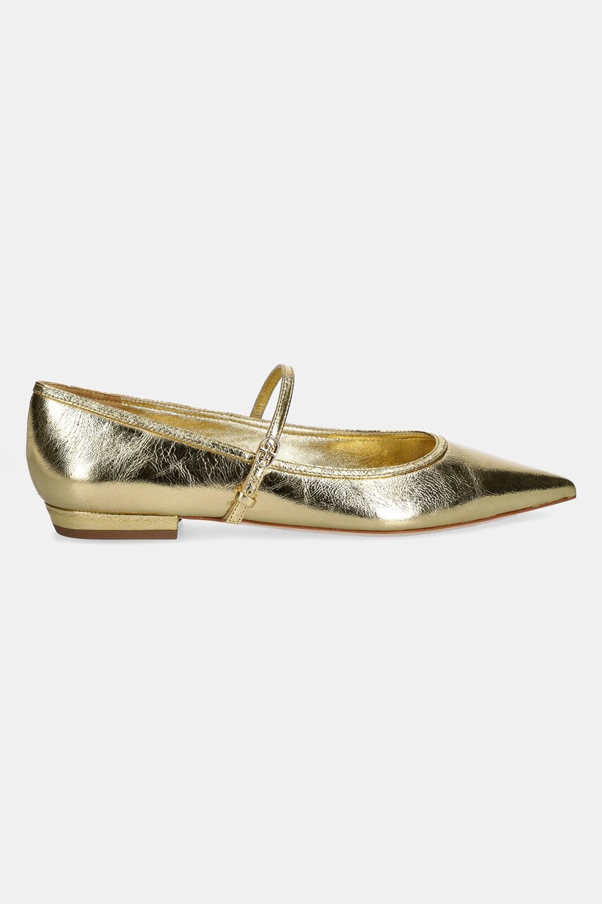 Шкіряні балетки Tory Burch Double T Buckle Mary Jane колір золотий  166038-723