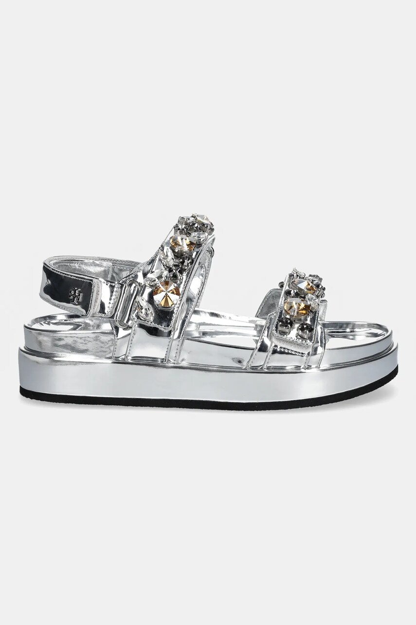 Сандалі Tory Burch Kira Embellished Sport Sandal жіночі колір срібний на платформі 164798-020
