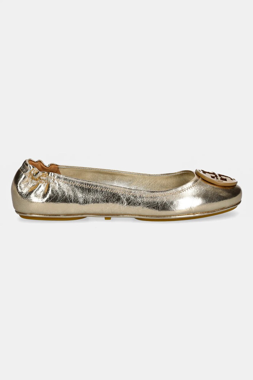 Шкіряні балетки Tory Burch Minnie Travel Ballet колір золотий  162598-723