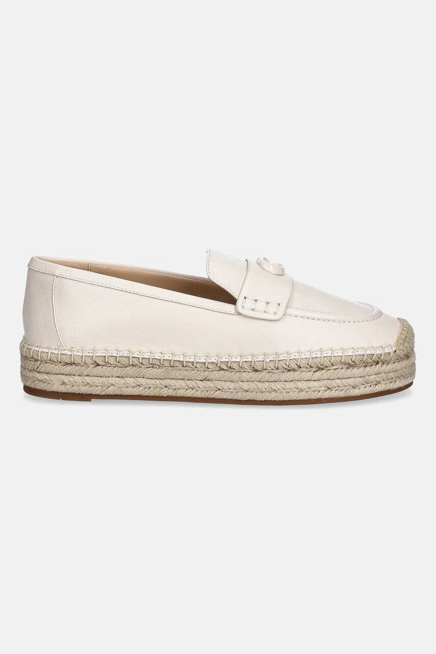 Шкіряні еспадрилі Coach Camilla колір бежевий на платформі CR045