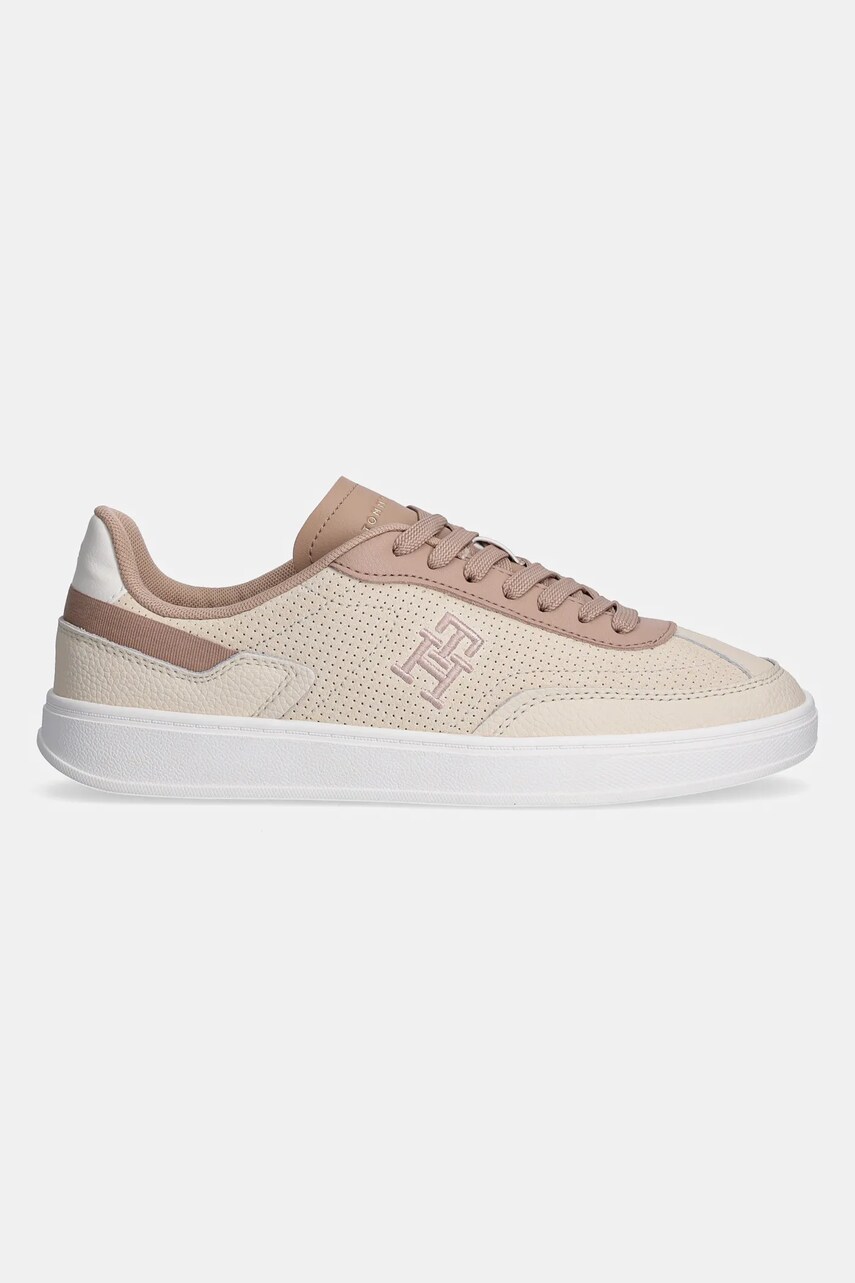 Шкіряні кросівки Tommy Hilfiger TH HERITAGE SNEAKER PERF колір бежевий FW0FW08380