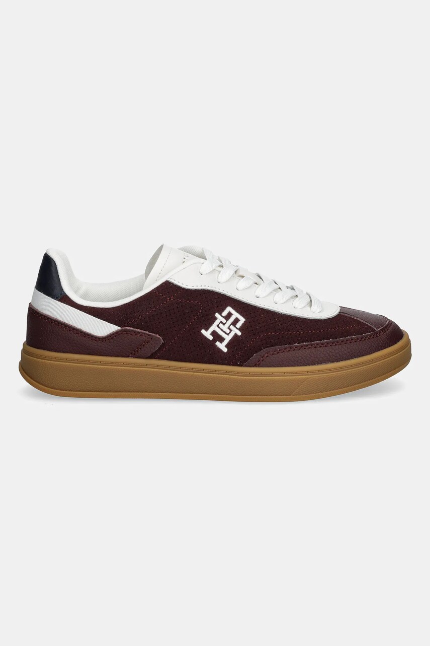 Шкіряні кросівки Tommy Hilfiger TH HERITAGE SNEAKER PERF колір бордовий FW0FW08380