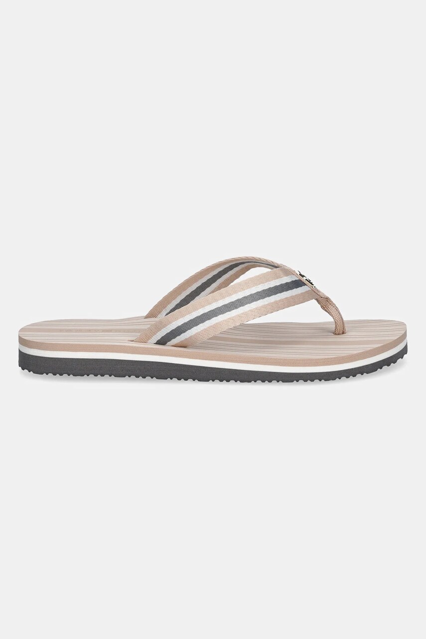В'єтнамки Tommy Hilfiger IM TH PRINT BEACH SANDAL жіночі колір бежевий на плоскому ходу FW0FW08370