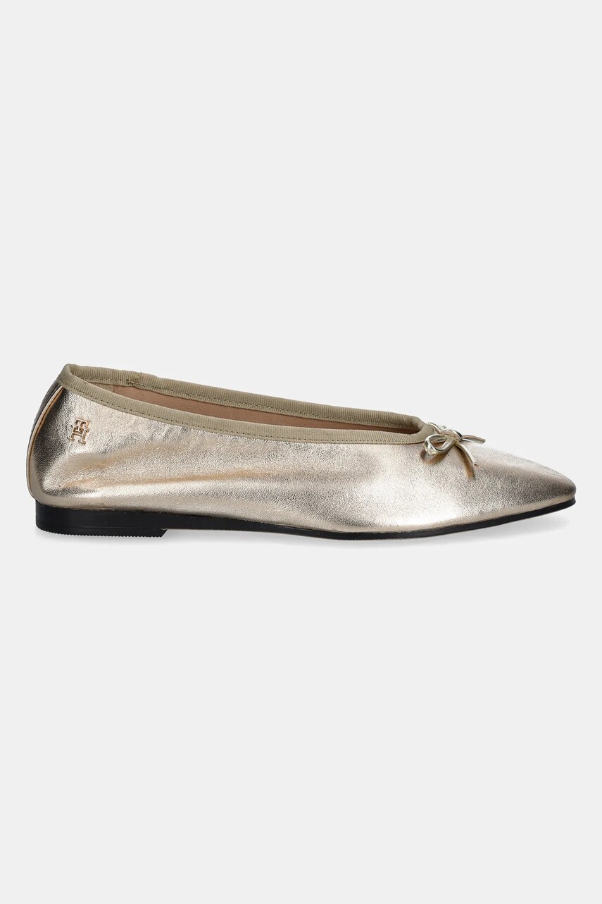 Шкіряні балетки Tommy Hilfiger BALLERINA SOFT LEATHER METALLIC колір золотий  FW0FW08452