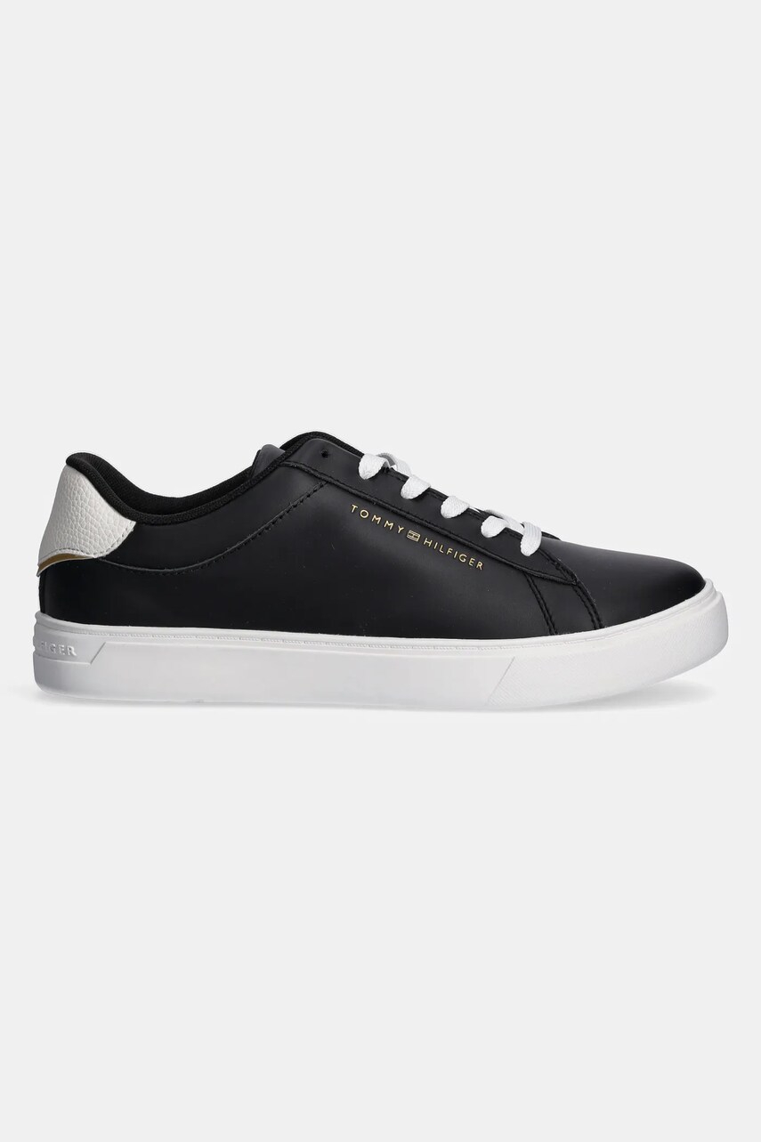 Шкіряні кросівки Tommy Hilfiger ESSENTIAL COURT SNEAKER колір чорний FW0FW08320