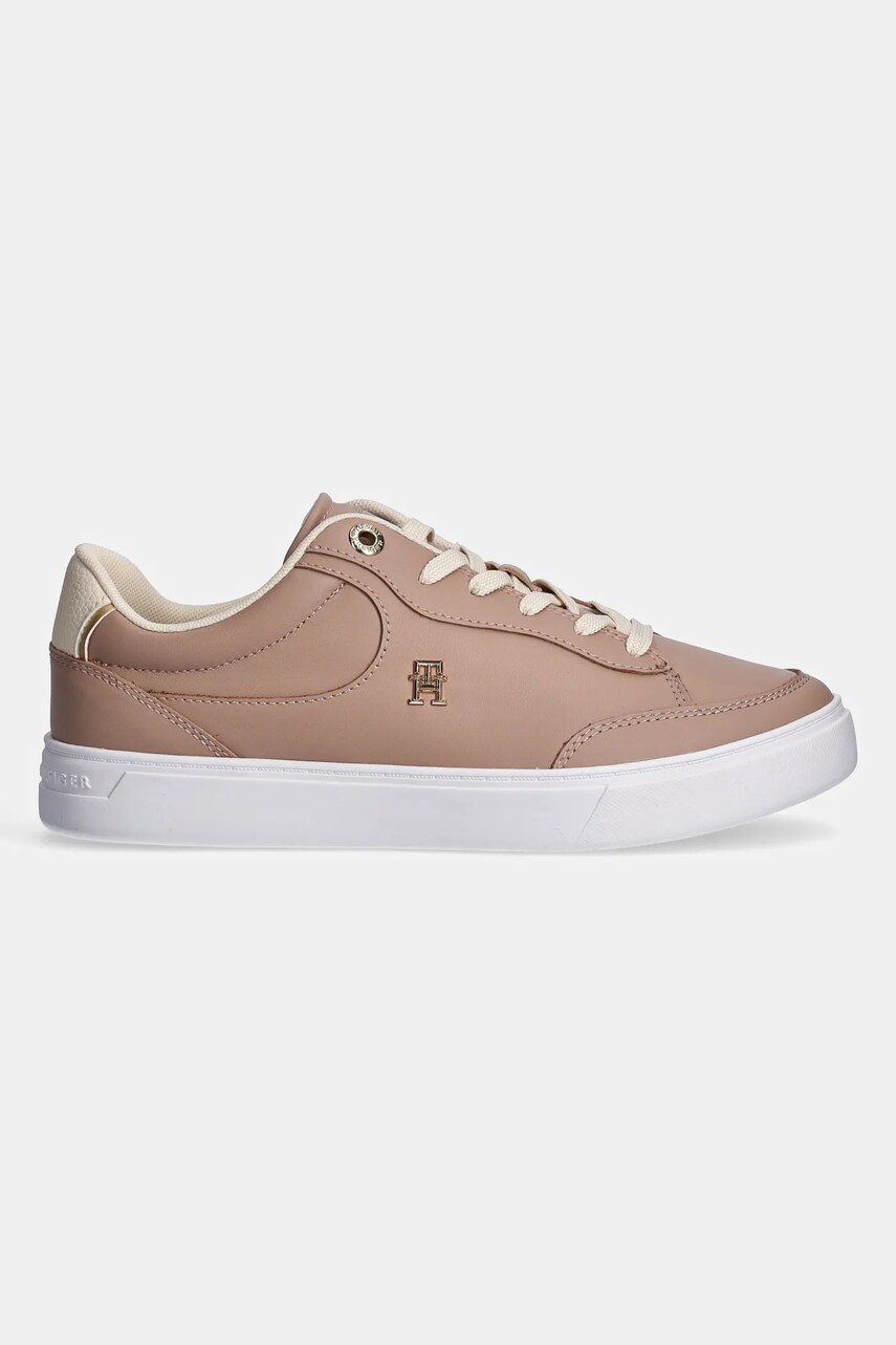 Шкіряні кросівки Tommy Hilfiger ESSENTIAL CHIC COURT SNEAKER колір бежевий FW0FW08322