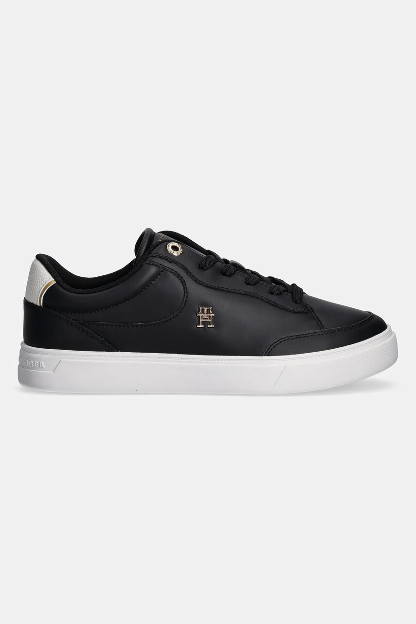 Шкіряні кросівки Tommy Hilfiger ESSENTIAL CHIC COURT SNEAKER колір чорний FW0FW08322