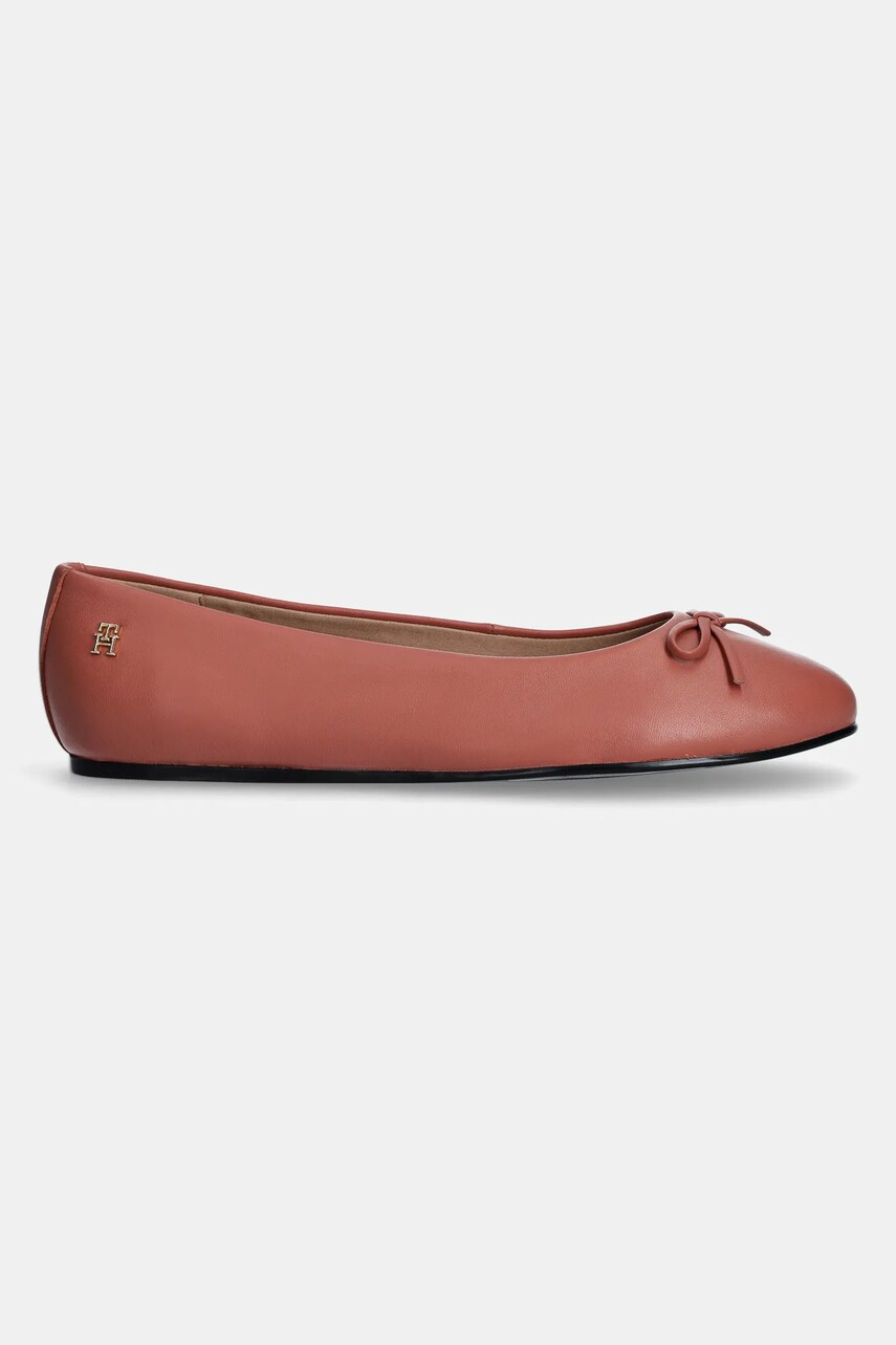 Шкіряні балетки Tommy Hilfiger BALLERINA LEATHER FLAT BOW колір помаранчевий  FW0FW08359