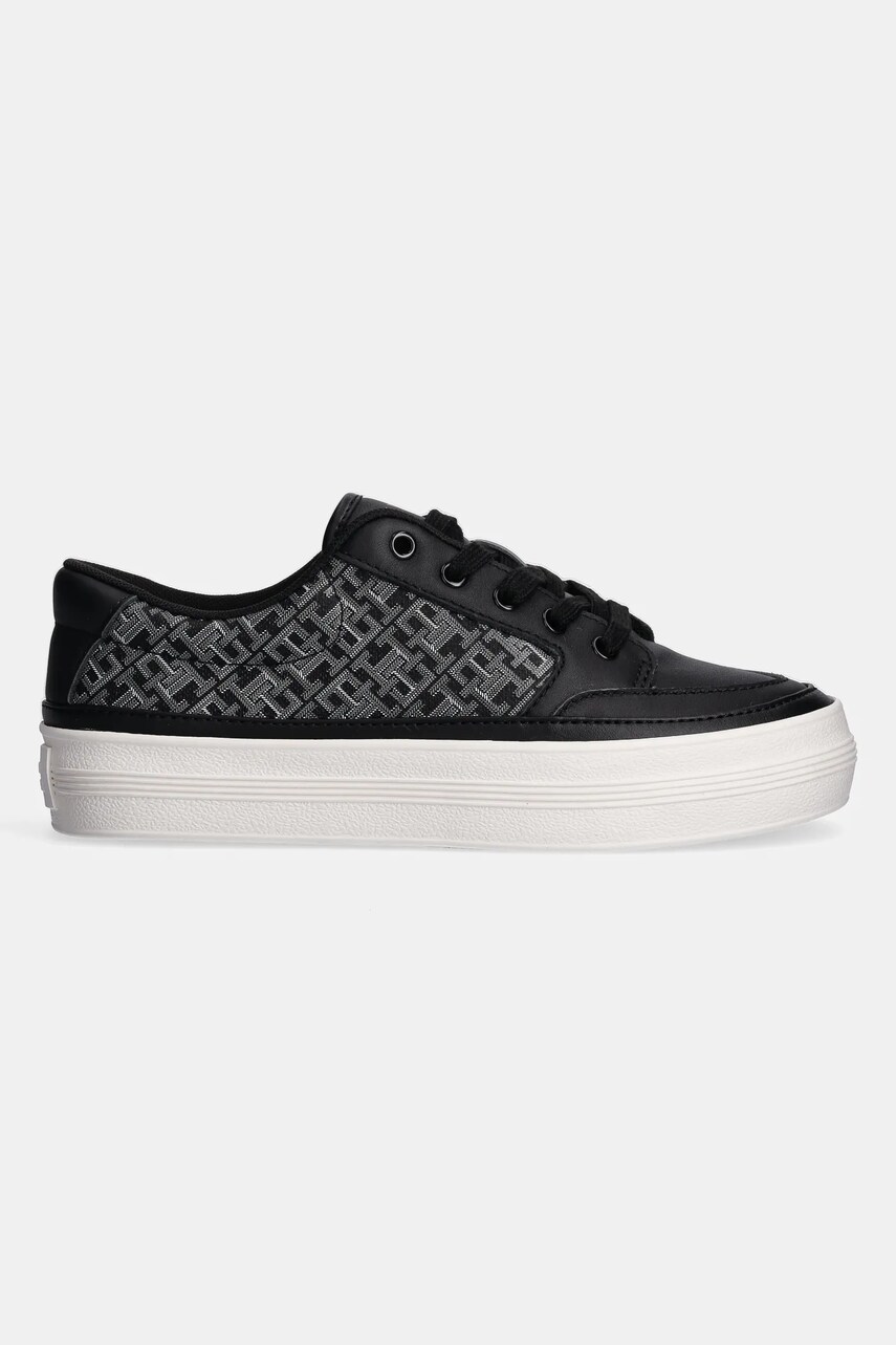 Шкіряні кросівки Tommy Hilfiger VULC LEATHER SNEAKER MONOGRAM колір чорний FW0FW08331