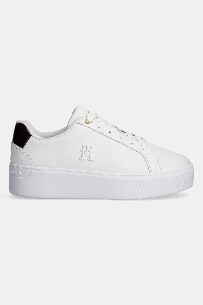 Шкіряні кросівки Tommy Hilfiger TH PLATFORM COURT SNEAKER колір білий FW0FW08614