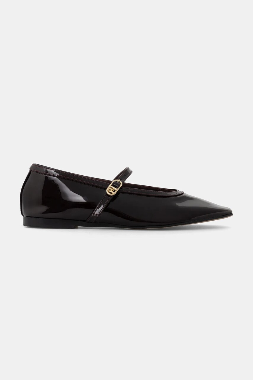 Шкіряні балетки Tommy Hilfiger BALLERINA MARYJANE PATENT колір бордовий  FW0FW08577