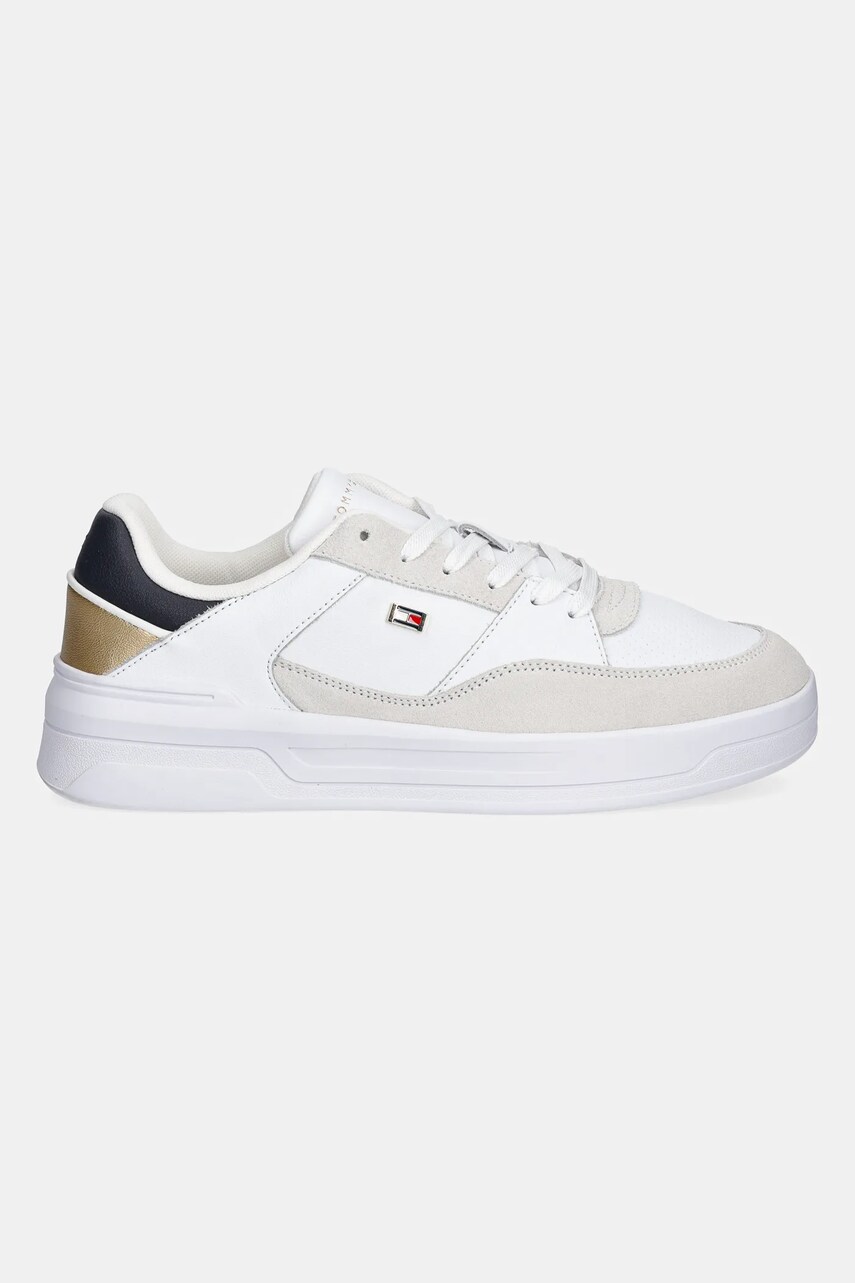 Шкіряні кросівки Tommy Hilfiger ESSENT BASKET SNEAKER METALLIC колір білий FW0FW08615