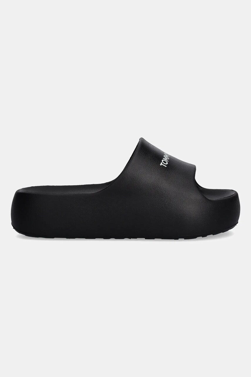 Шльопанці Tommy Jeans TJW FLATFORM POOL SLIDE ESS жіночі колір чорний на платформі EN0EN02763
