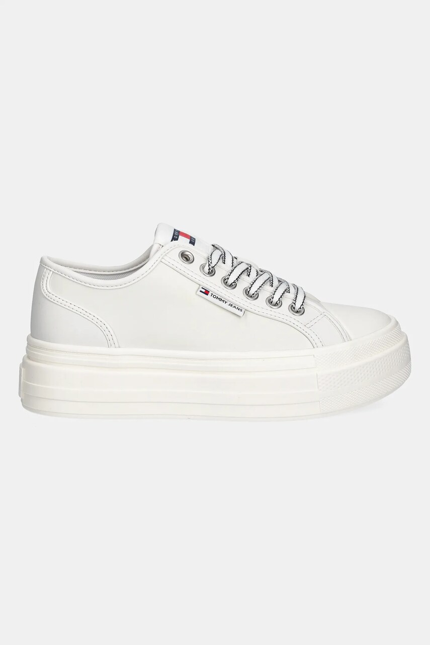 Шкіряні кеди Tommy Jeans TJW FOXING VULC LC LEATHER жіночі колір бежевий EN0EN02714