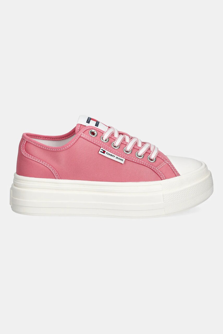 Кеди Tommy Jeans TJW FOXING FLATFORM SNEAKER LOW жіночі колір рожевий EN0EN02713