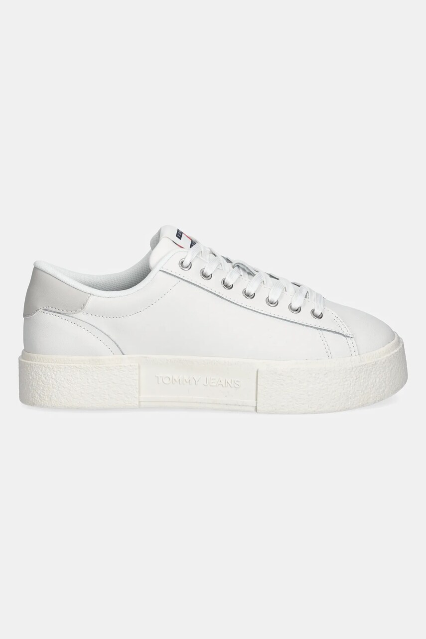 Шкіряні кросівки Tommy Jeans TJW FLATFORM SNEAKER колір білий EN0EN02698