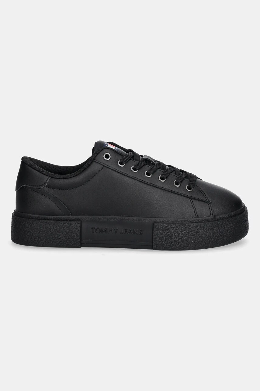 Шкіряні кросівки Tommy Jeans TJW FLATFORM SNEAKER колір чорний EN0EN02698