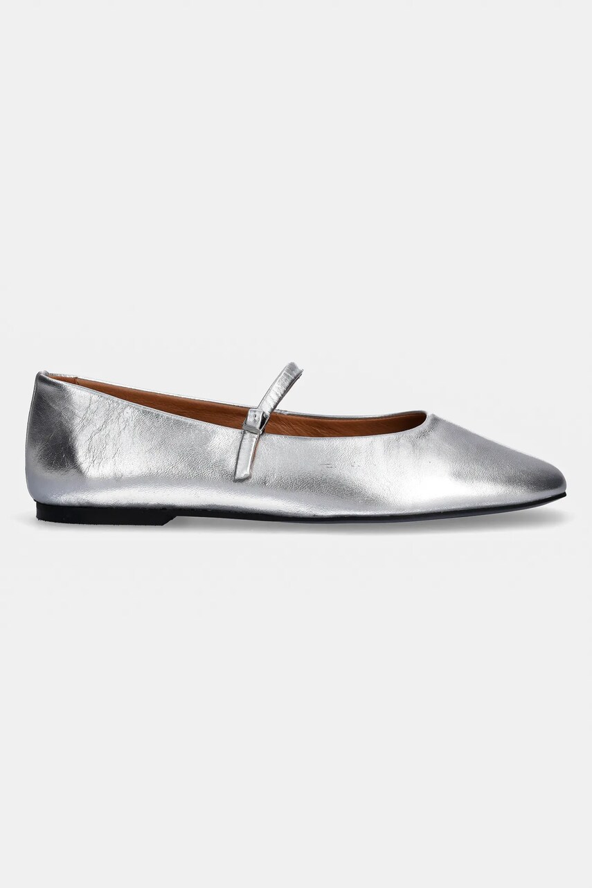 Шкіряні балетки Calvin Klein MARY JANE BALLERINA - MET колір срібний  HW0HW02269