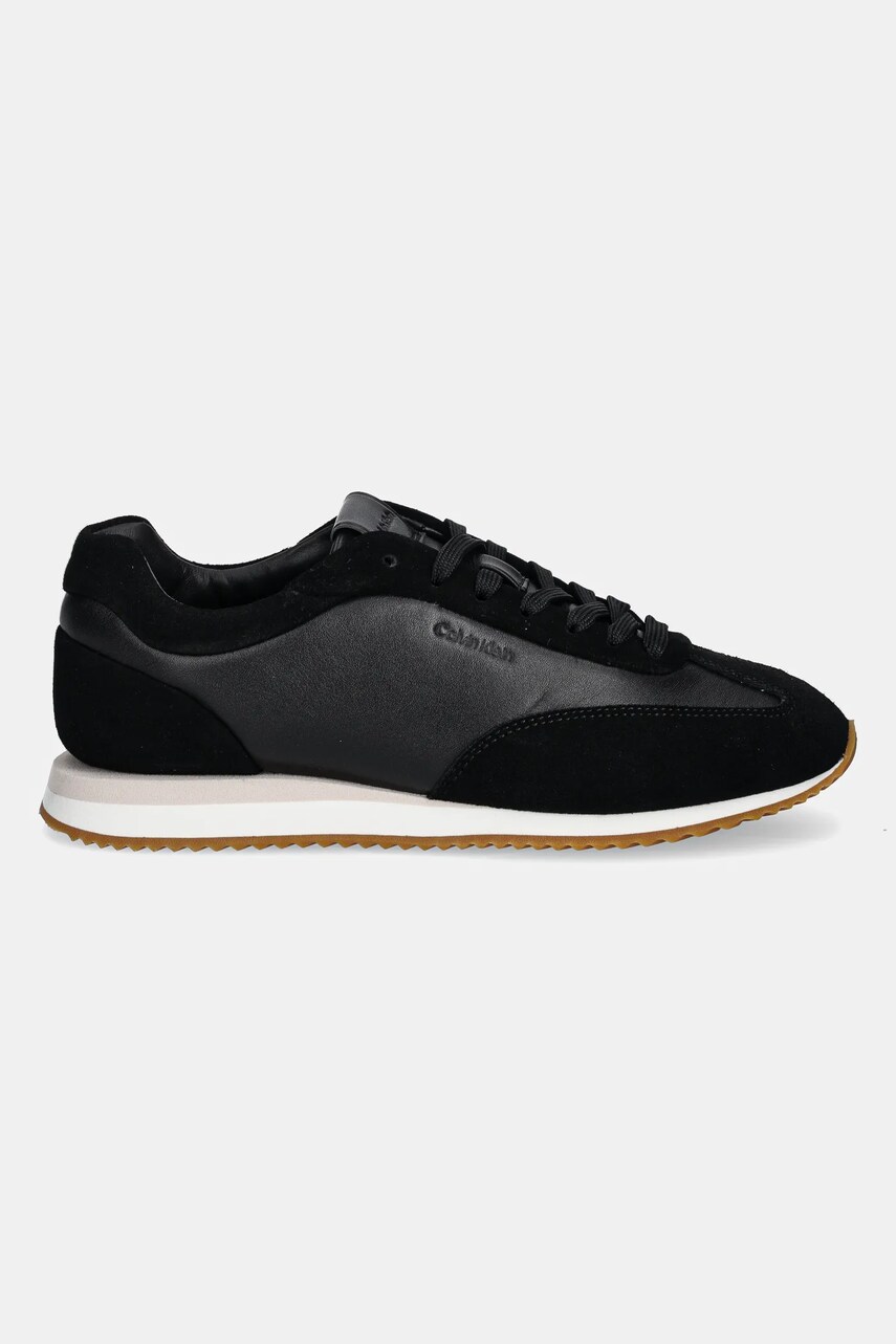 Шкіряні кросівки Calvin Klein RUNNER LACE UP - LTH SUE MIX колір чорний HW0HW02286