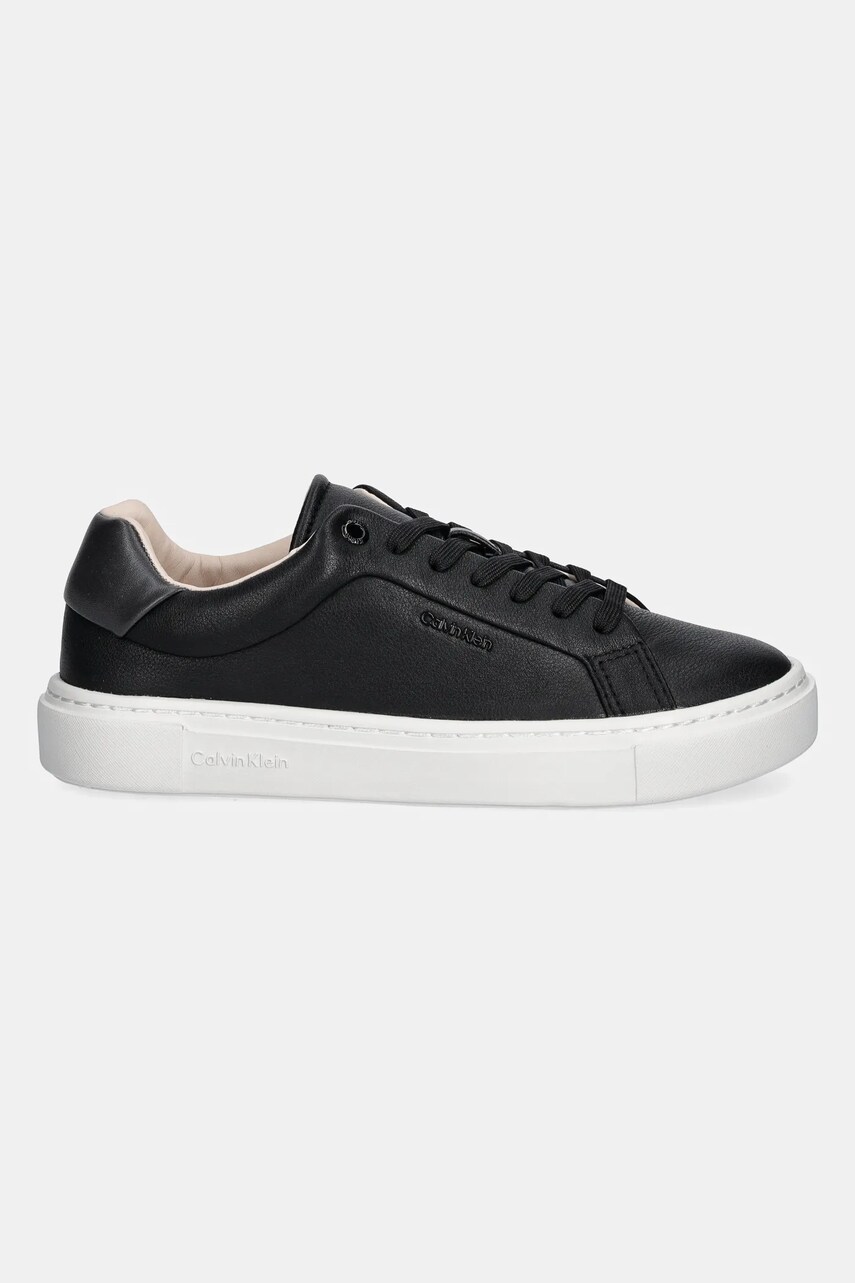 Шкіряні кросівки Calvin Klein CUPSOLE LACE UP W/ML - LTH колір чорний HW0HW02288