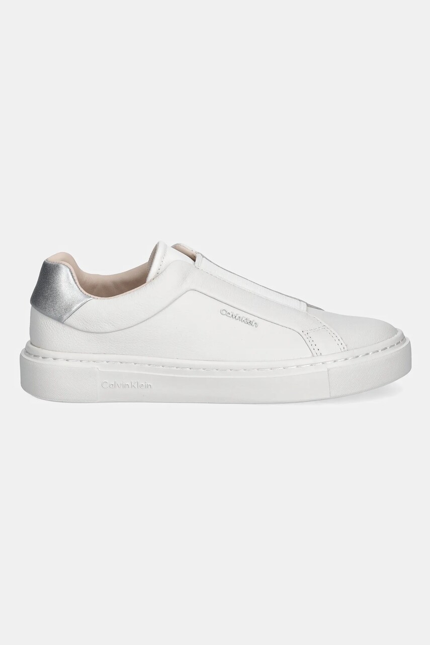 Шкіряні кросівки Calvin Klein CUPSOLE SLIP ON W/ML - LTH колір білий HW0HW02289