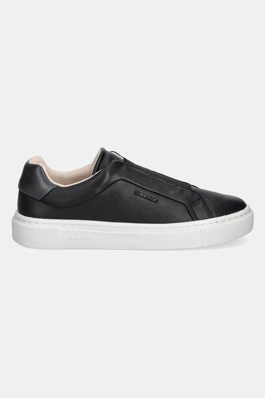 Шкіряні кросівки Calvin Klein CUPSOLE SLIP ON W/ML - LTH колір чорний HW0HW02289