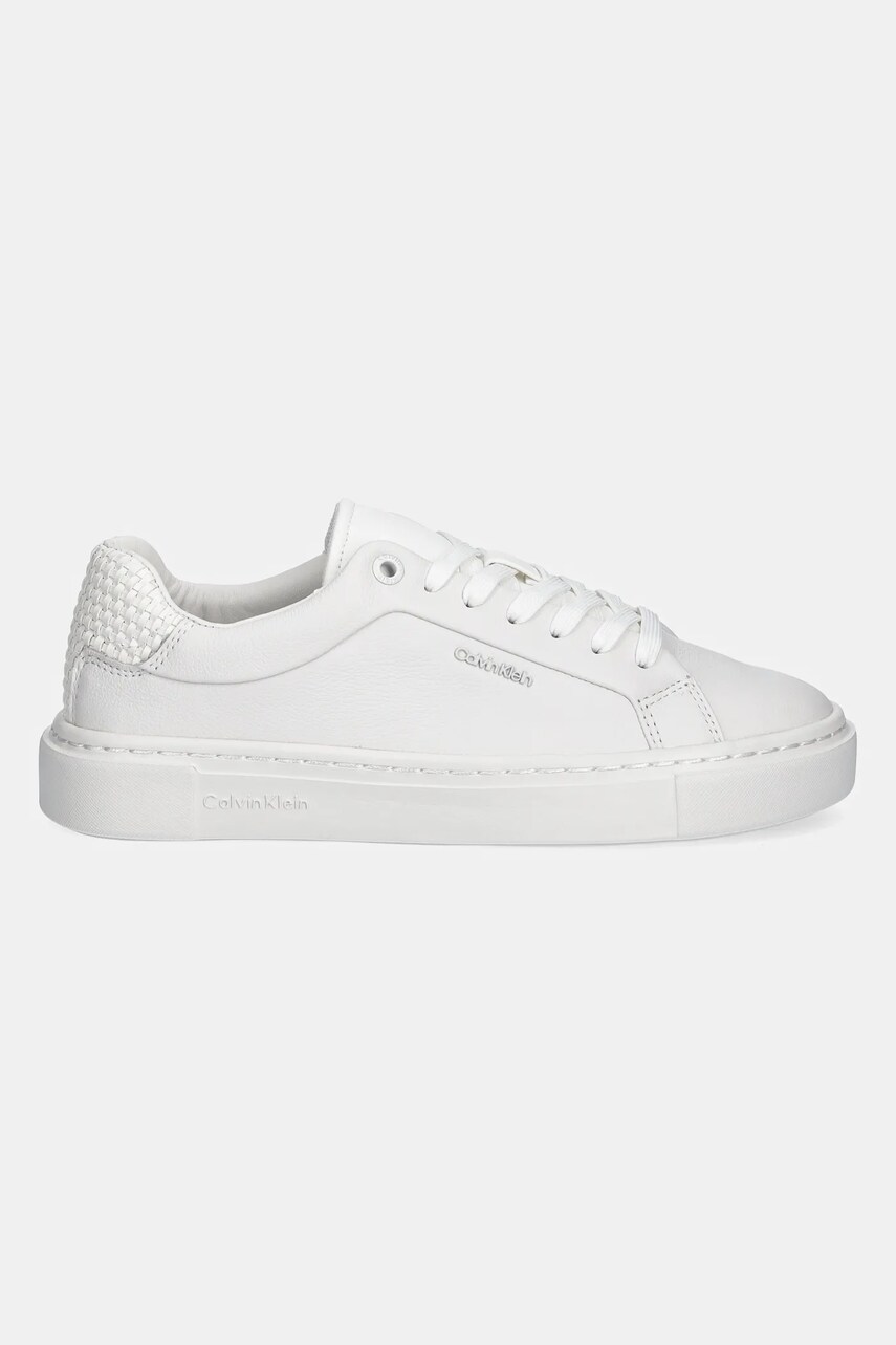 Шкіряні кросівки Calvin Klein CUPSOLE LACE UP - WOVEN LTH колір білий HW0HW02298