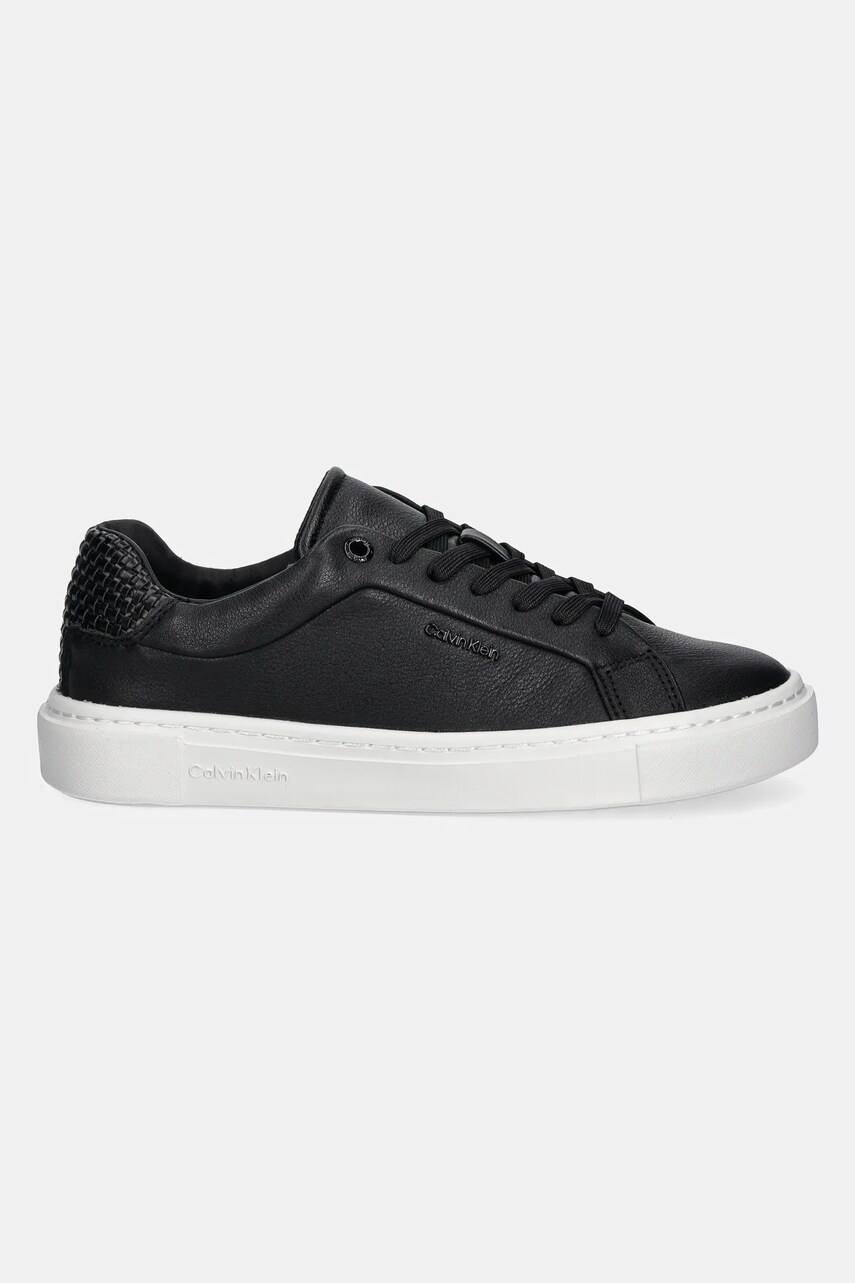 Шкіряні кросівки Calvin Klein CUPSOLE LACE UP - WOVEN LTH колір чорний HW0HW02298