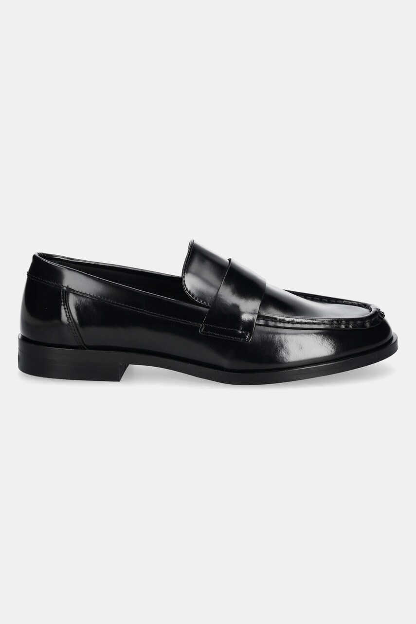 Шкіряні мокасини Calvin Klein MOC LOAFER - BRUSH L жіночі колір чорний на плоскому ходу HW0HW02306