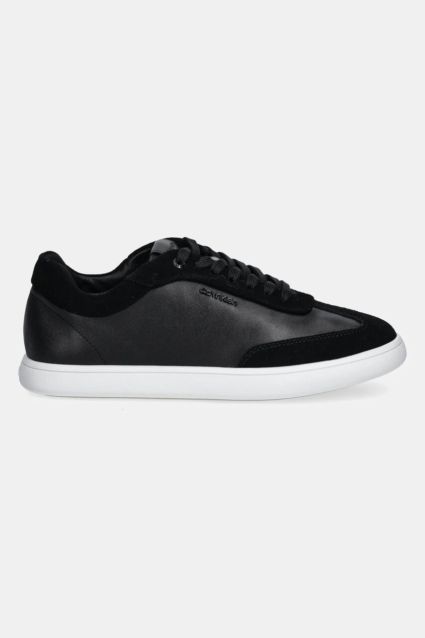 Шкіряні кросівки Calvin Klein CUPSOLE LACE UP - LTH SUE MIX колір чорний HW0HW02435