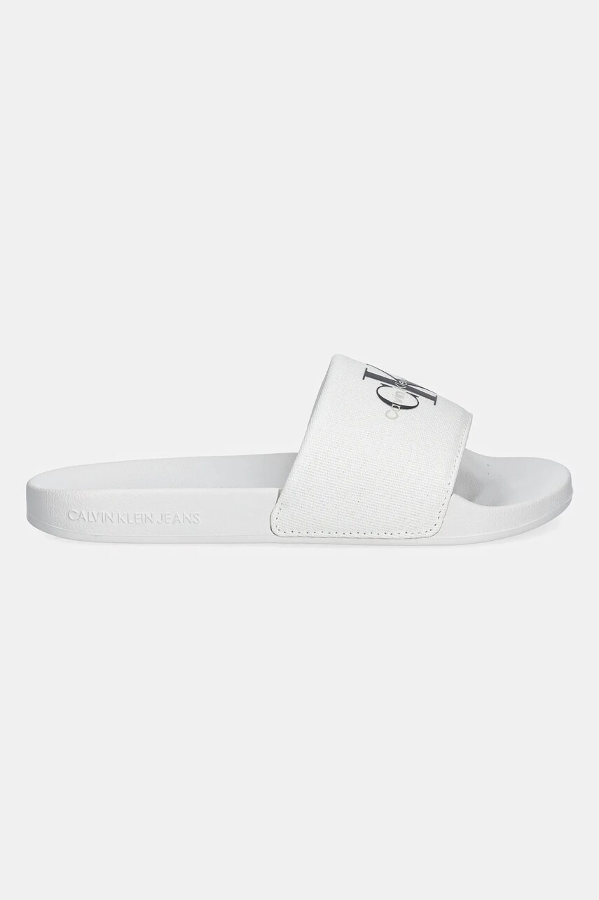 Шльопанці Calvin Klein Jeans SLIDE MONOGRAM WMNS жіночі колір білий YW0YW01835