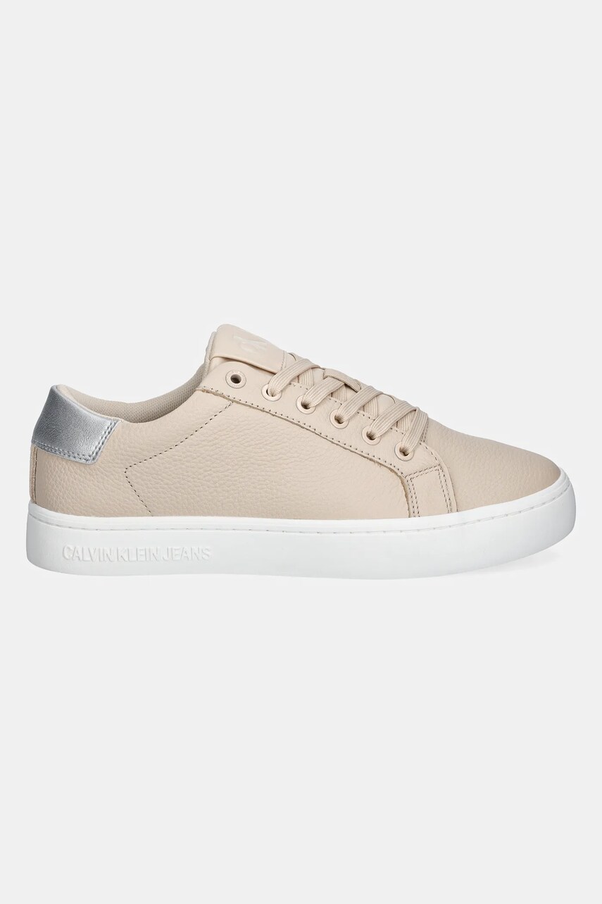 Шкіряні кросівки Calvin Klein Jeans CLASSIC CUPSOLE LOW OHB колір бежевий YW0YW01799