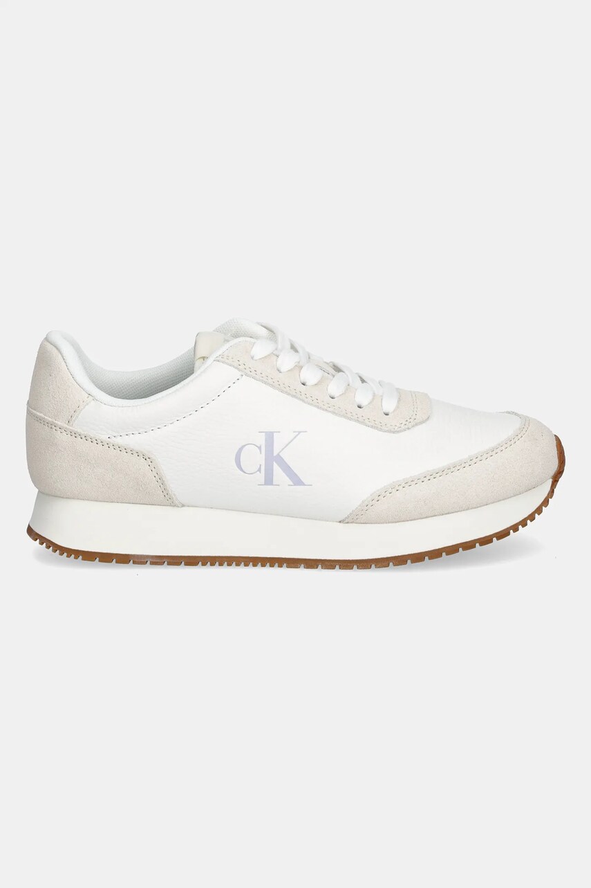 Шкіряні кросівки Calvin Klein Jeans RUNNER LACEUP LOW MIX MG колір білий YW0YW01798