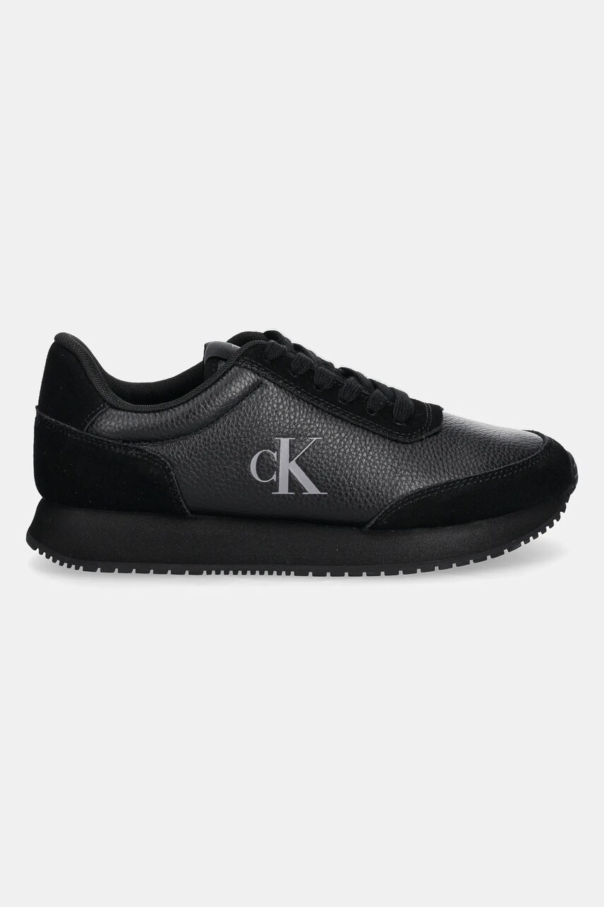 Шкіряні кросівки Calvin Klein Jeans RUNNER LACEUP LOW MIX MG колір чорний YW0YW01798