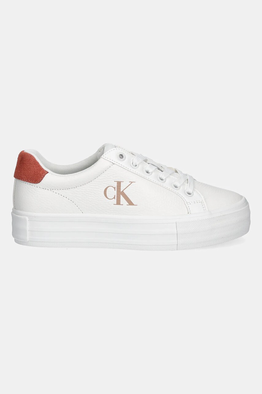 Шкіряні кросівки Calvin Klein Jeans BOLD VULC FLATF LOW LTH ML колір білий YW0YW01669