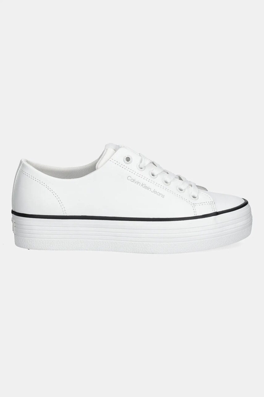 Шкіряні кросівки Calvin Klein Jeans BOLD VULC FLATF LOW LTH IN колір білий YW0YW01633