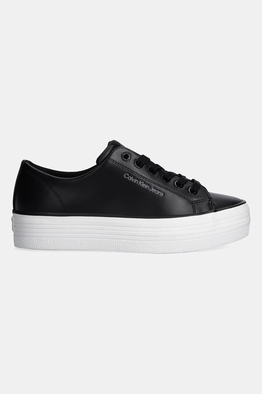 Шкіряні кросівки Calvin Klein Jeans BOLD VULC FLATF LOW LTH IN колір чорний YW0YW01633