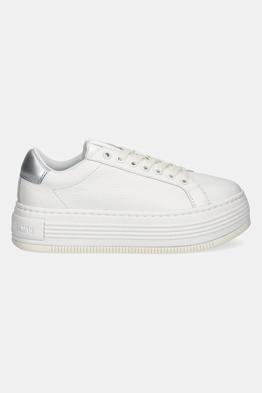 Шкіряні кросівки Calvin Klein Jeans BOLD FLATF LOW MIX OHB колір білий YW0YW01632