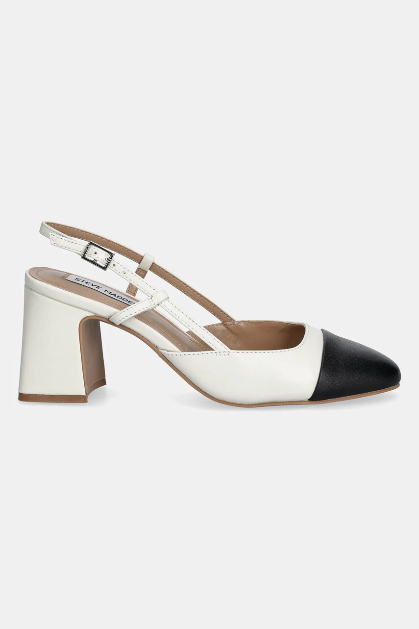 Шкіряні туфлі Steve Madden Zeina колір бежевий каблук блок відкрита п'ята SM11003126