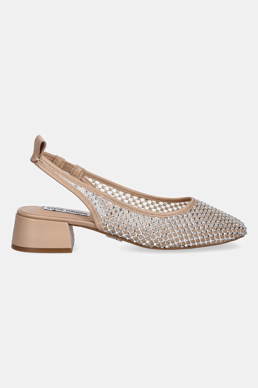 Туфлі Steve Madden Smitten колір бежевий каблук блок відкрита п'ята SM11003213