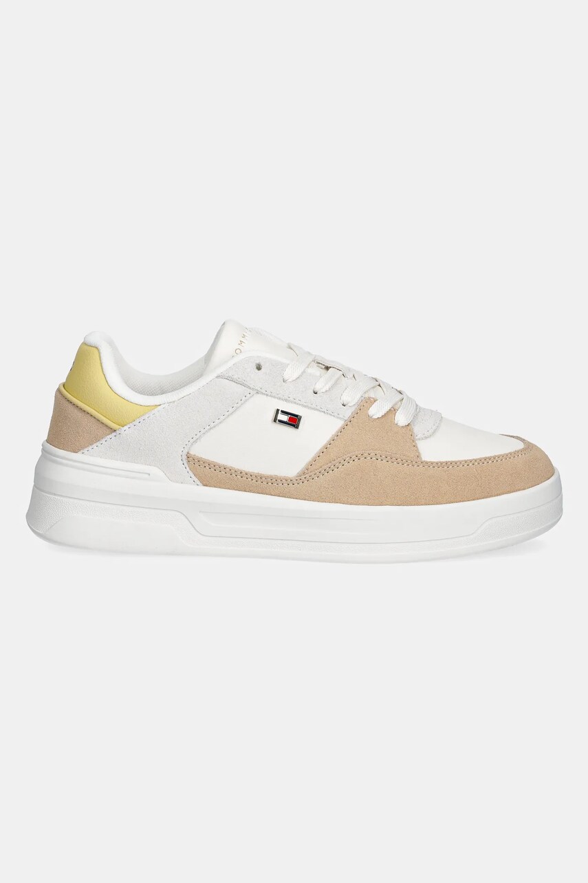 Шкіряні кросівки Tommy Hilfiger ESSENTIAL BASKET SNEAKER колір бежевий FW0FW08456